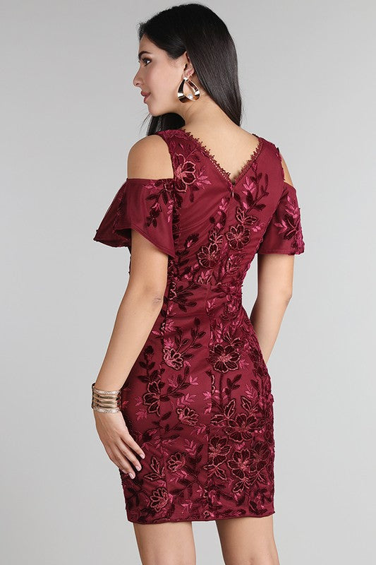 Annalisa Wine  Lace Dress