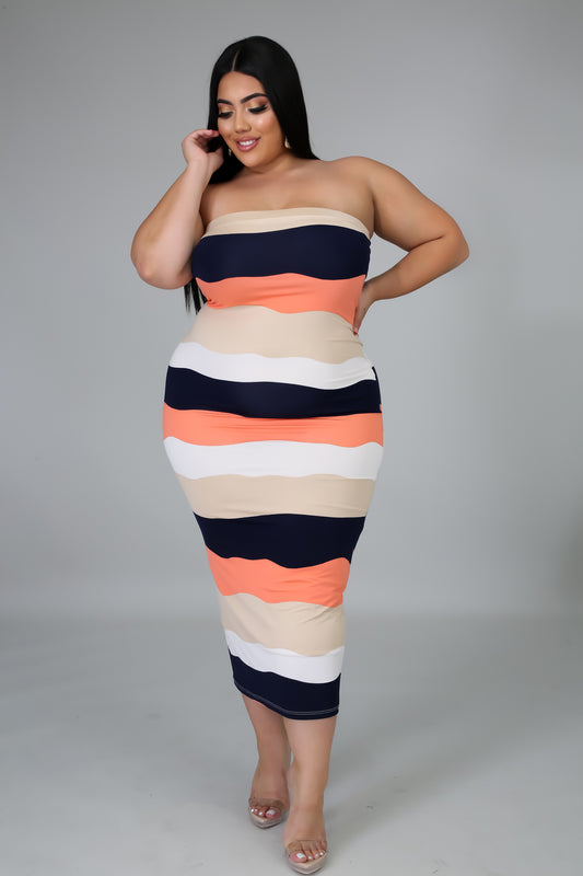 Poly Peach Tube Maxi Dress