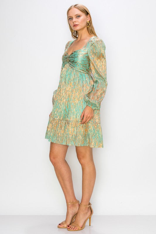 Sofie Teal And Gold Dress