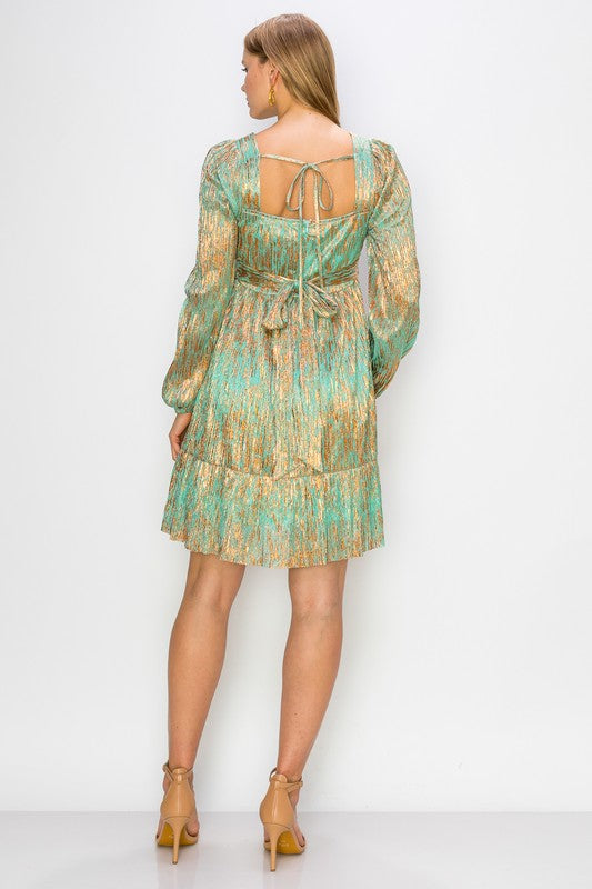 Sofie Teal And Gold Dress
